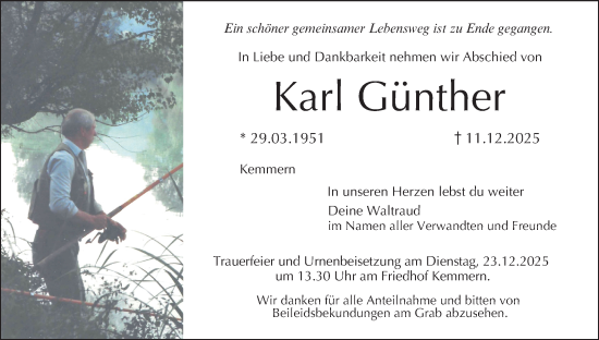 Anzeige von Karl Günther von MGO