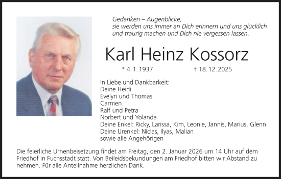 Anzeige von Karl Heinz Kossorz von MGO