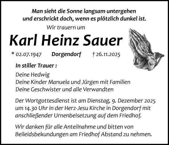 Anzeige von Karl Heinz Sauer von MGO