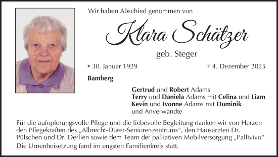 Anzeige von Klara Schätzer von MGO
