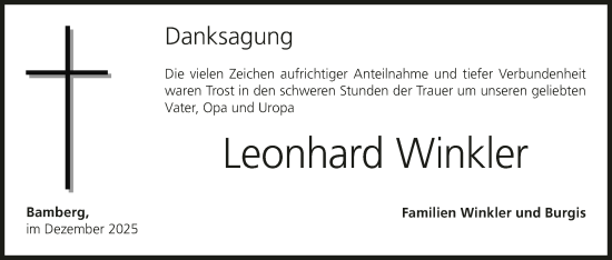 Anzeige von Leonhard Winkler von MGO