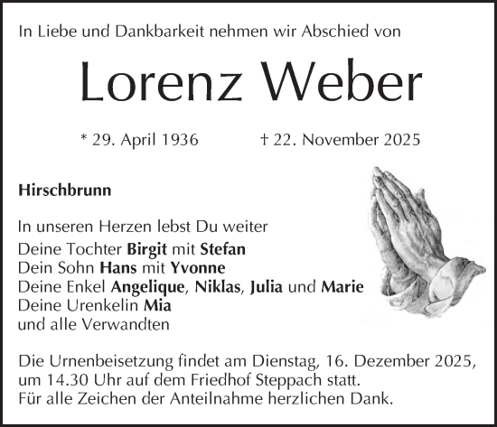 Anzeige von Lorenz Weber von MGO