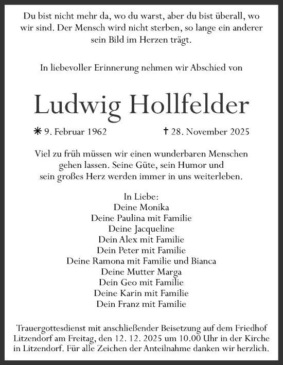 Anzeige von Ludwig Hollfelder von MGO