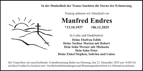 Anzeige von Manfred Endres von MGO