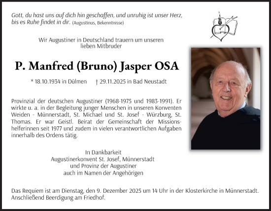 Anzeige von Manfred Jasper von MGO
