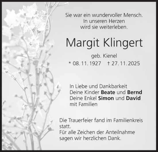 Anzeige von Margit Klingert von MGO
