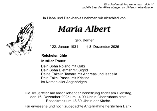 Anzeige von Maria Albert von MGO
