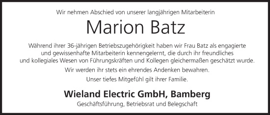 Anzeige von Marion Batz von MGO