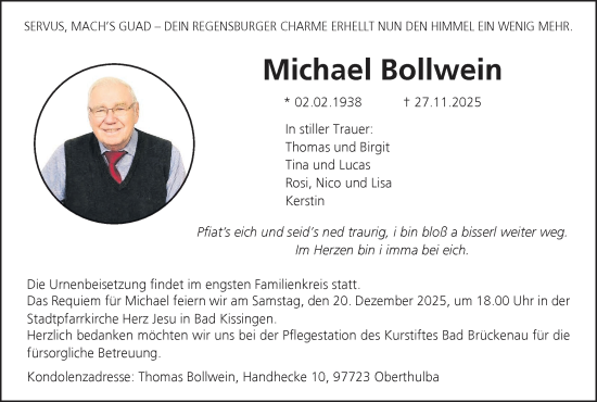Anzeige von Michael Bollwein von MGO