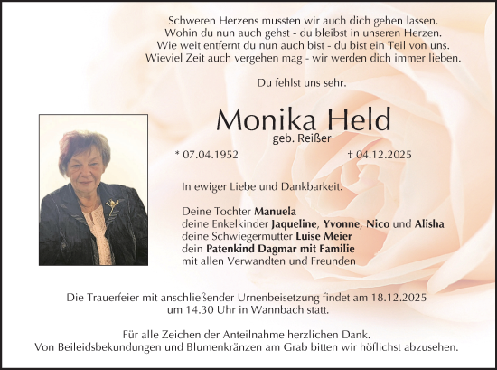 Anzeige von Monika Held von MGO