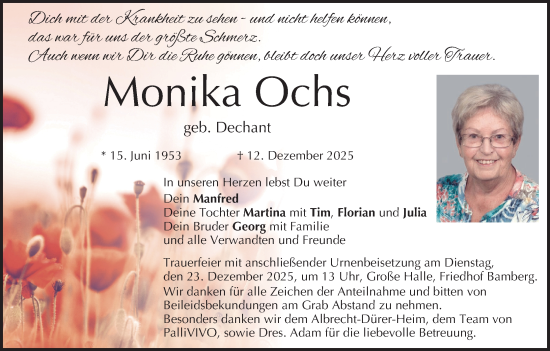 Anzeige von Monika Ochs von MGO