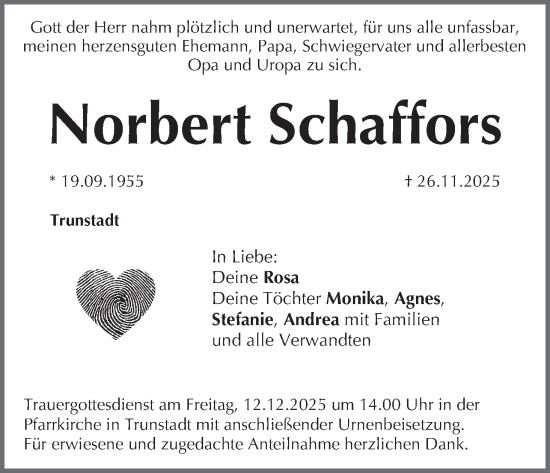 Anzeige von Norbert Schaffors von MGO