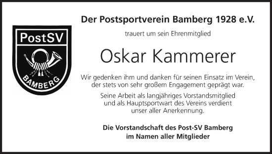 Anzeige von Oskar Kammerer von MGO