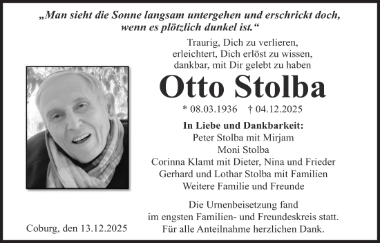 Anzeige von Otto Stolba von MGO