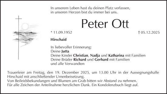Anzeige von Peter Ott von MGO