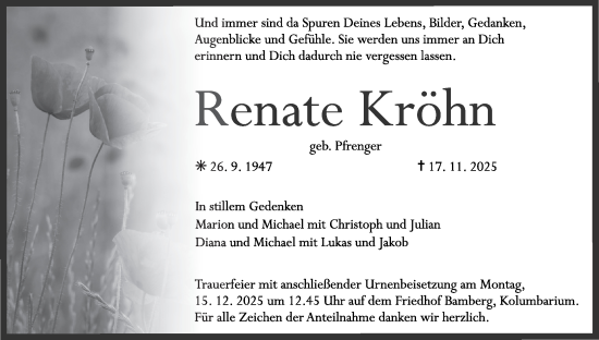 Anzeige von Renate Kröhn von MGO