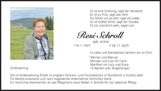 Anzeige von Resi Schroll von MGO