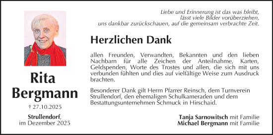 Anzeige von Rita Bergmann von MGO