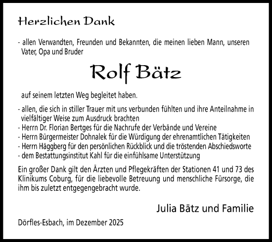 Anzeige von Rolf Bätz von MGO