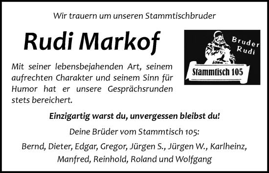 Anzeige von Rudi Markof von MGO