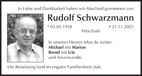 Anzeige von Rudolf Schwarzmann von MGO