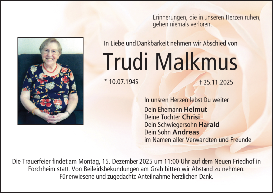 Anzeige von Trudi Malkmus von MGO