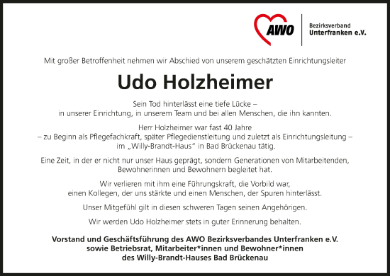 Anzeige von Udo Holzheimer von MGO