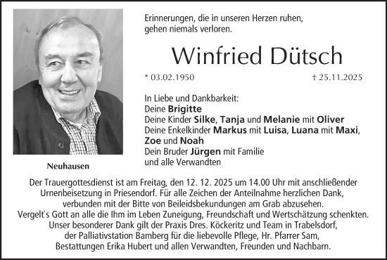 Anzeige von Winfried Dütsch von MGO