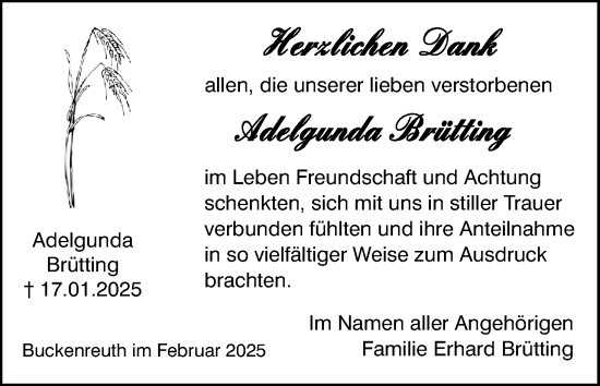 Anzeige von Adelgunda Brütting von MGO