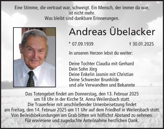 Anzeige von Andreas Übelacker von MGO