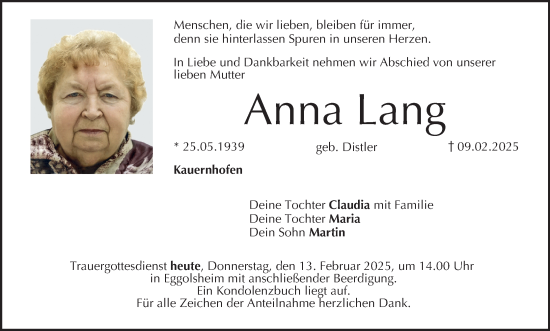 Anzeige von Anna Lang von MGO