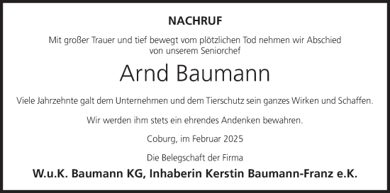 Anzeige von Arnd Baumann von MGO