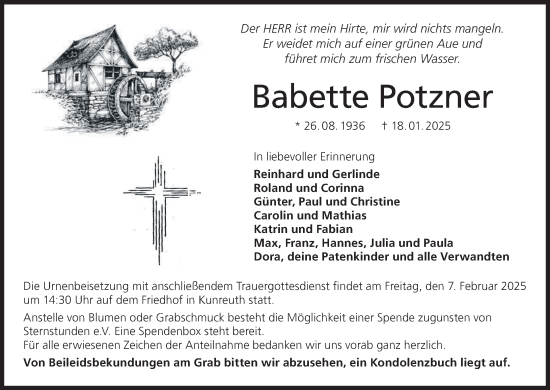 Anzeige von Babette Potzner von MGO