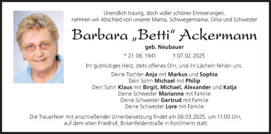 Anzeige von Barbara Ackermann von MGO