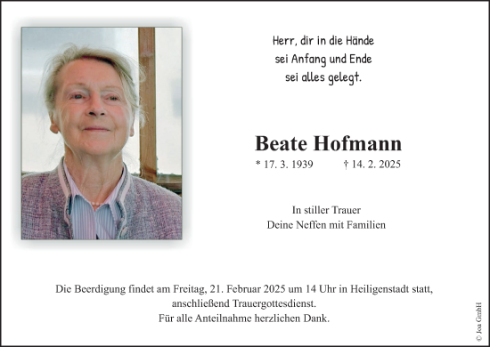 Anzeige von Beate Hofmann von MGO