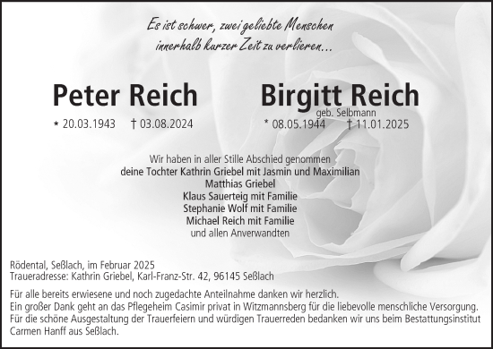 Anzeige von Birgitt Reich von MGO