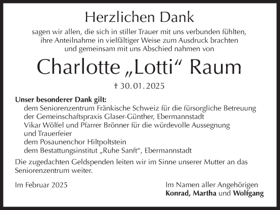 Anzeige von Charlotte Raum von MGO