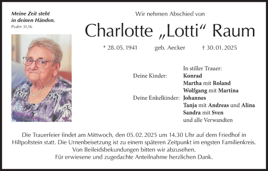 Anzeige von Charlotte Raum von MGO
