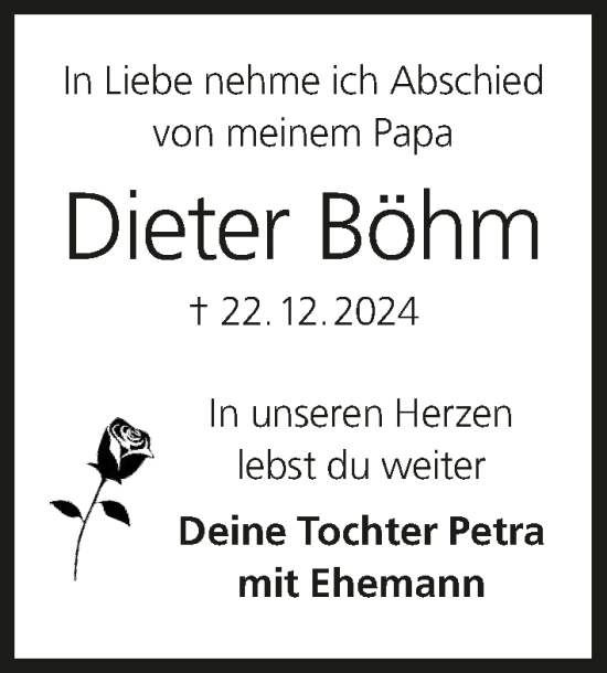Anzeige von Dieter Böhm von MGO