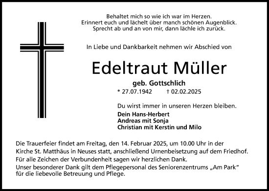 Anzeige von Edeltraut Müller von MGO