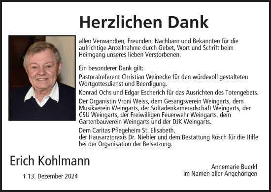 Anzeige von Erich Kohlmann von MGO