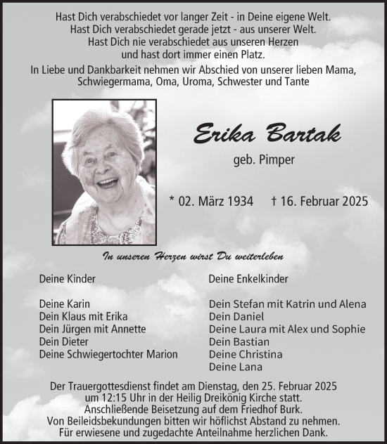 Anzeige von Erika Bartak von MGO