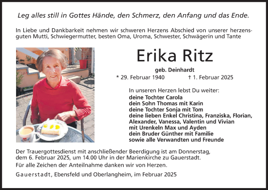 Anzeige von Erika Ritz von MGO