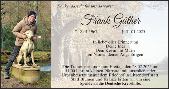 Anzeige von Frank Güther von MGO
