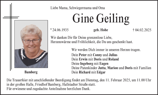 Anzeige von Gine Geiling von MGO