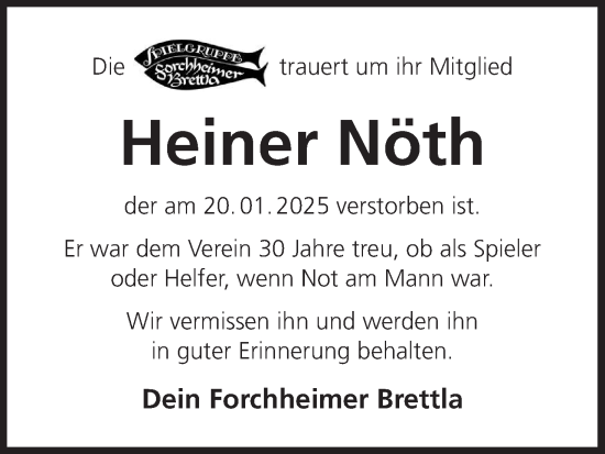 Anzeige von Heiner Nöth von MGO