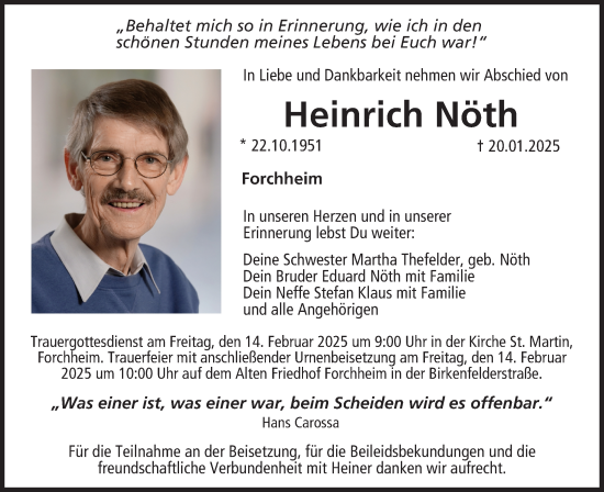 Anzeige von Heinrich Nöth von MGO