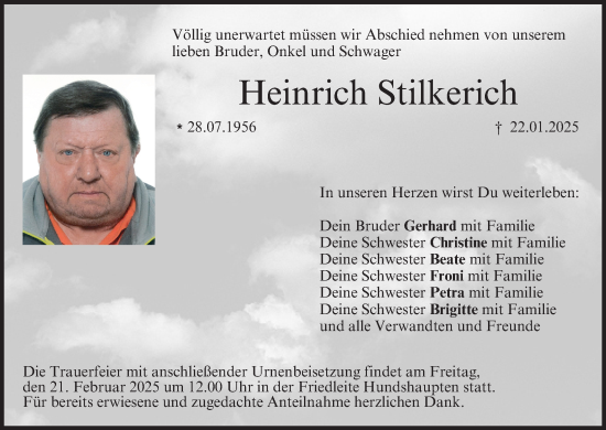 Anzeige von Heinrich Stilkerich von MGO