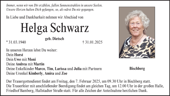 Anzeige von Helga Schwarz von MGO