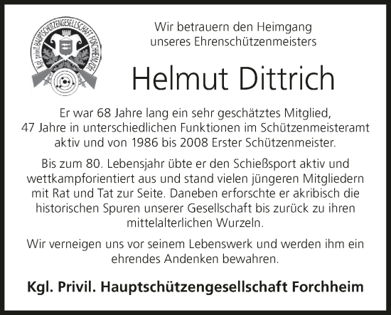 Anzeige von Helmut Dittrich von MGO